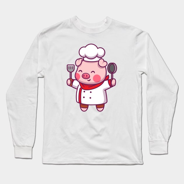 Cute pig chef Long Sleeve T-Shirt by Catalyst Labs